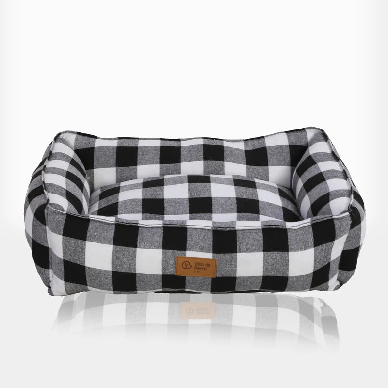 Cama para Mascotas Negra con Blanco - Mediana