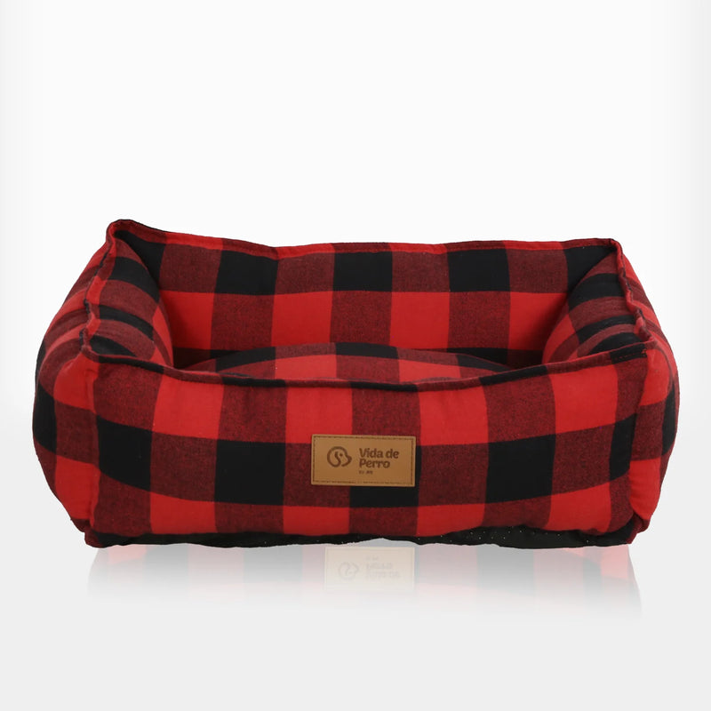 Cama para Mascotas Roja con Negro - Mediana