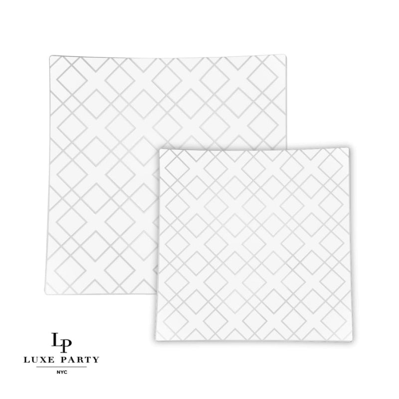 SET DE PLATOS DECORATIVO CUADRADO 8"-BLANCO