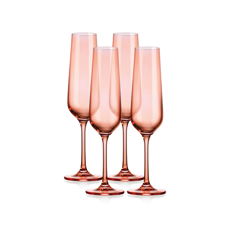 SHEER FLUTE- SET DE 4 COPAS DE CHAMPAN DE 7 Oz - CORAL