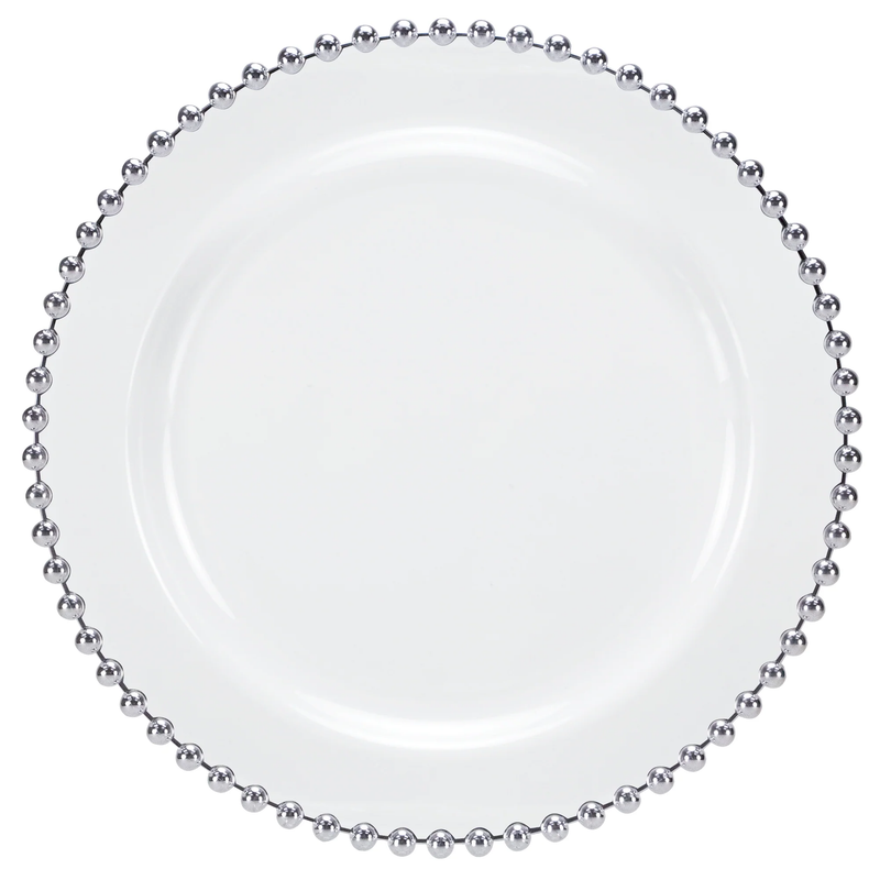 SET DE 10 PLATOS REDONDO 7.75"-BLANCO/PLATA