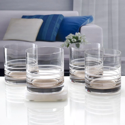 SET DE 4 VASOS DOBLES ANTIGUOS DE 15.5OZ - GRIS