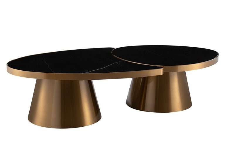 MESA de centro S/L acero inoxidable TOP:negro BASE:BRASS     111.5 X 104 X 47 CM    92.8*90*47cm