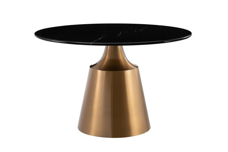 MESA COMEDOR de acero inoxidable  top:negro base:brass ø.120x77cm