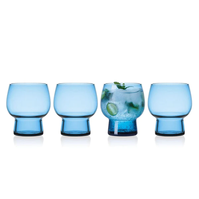 SET DE 4 VASOS DOBLES ANTIGUOS DE 14OZ - AZUL