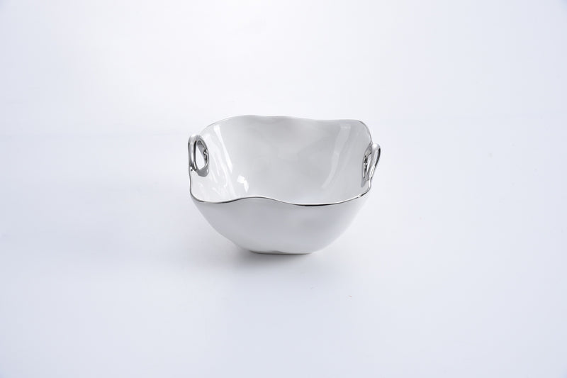 BOWL CUADRADO DE APERITIVO CON ASAS PEQUEÑO  5.25 × 5 × 3 - PLATA