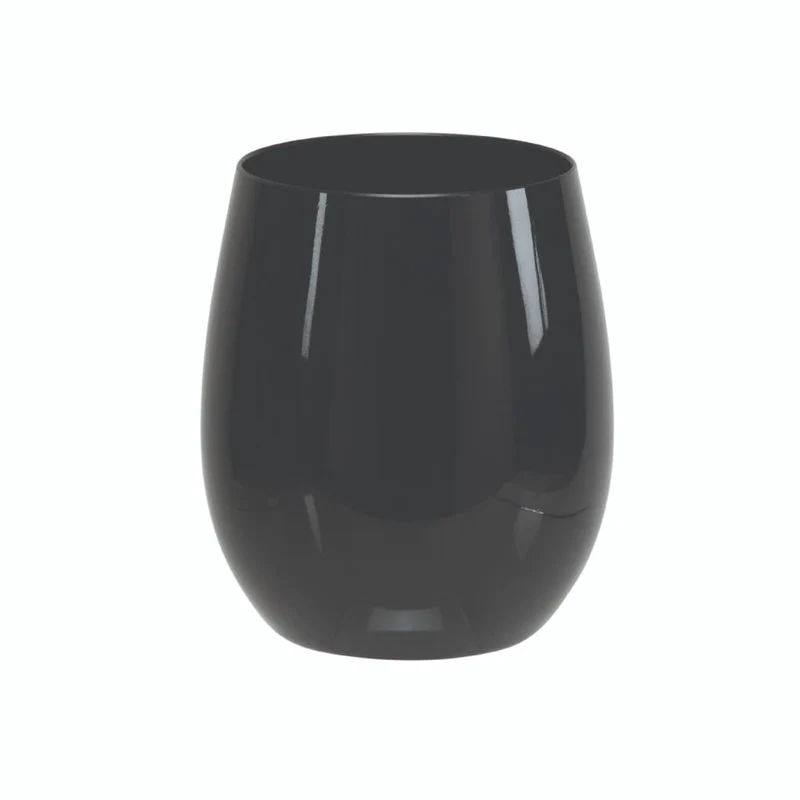 COPAS DE VINO REDONDAS NEGRAS SOLIDAS SIN TALLO 12OZ. - PK DE 6