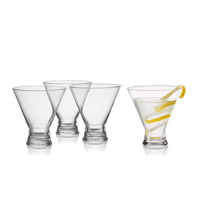 SET DE COCTEL ARTESANAL D/4 COPAS DE MARTINI SIN TALLO