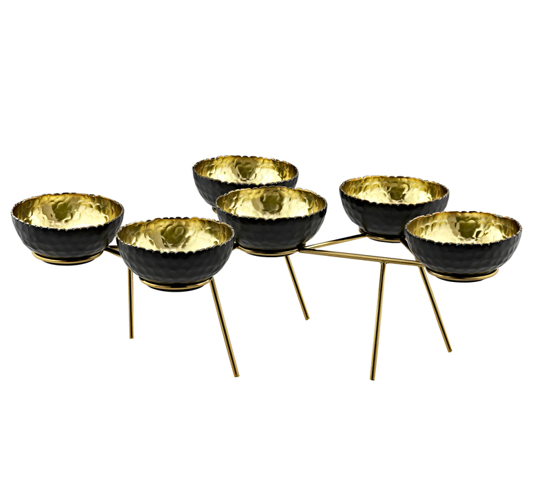 SET DE 6 BOWL NEGRO /DORADO