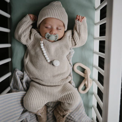 MUSHIE CONJUNTO DE 3 PCS DE PUNTO GRUESO BEIGE 0-3M