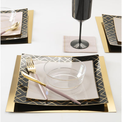 SET DE PLATOS DECORATIVO CUADRADO 8"-NEGRO