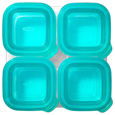 SET DE RECIPIENTES DE SILICONA PARA ALIMENTO DE BEBE - 4OZ- TEAL