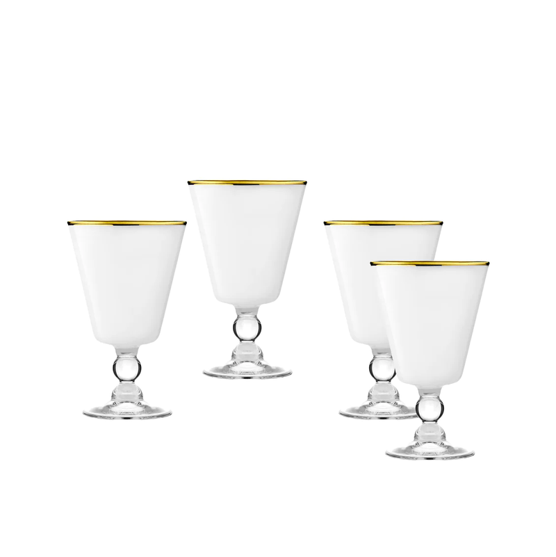 SET DE 4 COPAS VITOLO BLANCO/ORO