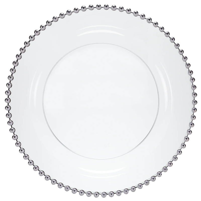 SET DE 10 PLATOS REDONDO 10.5"-TRANSPARENTE/PLATA