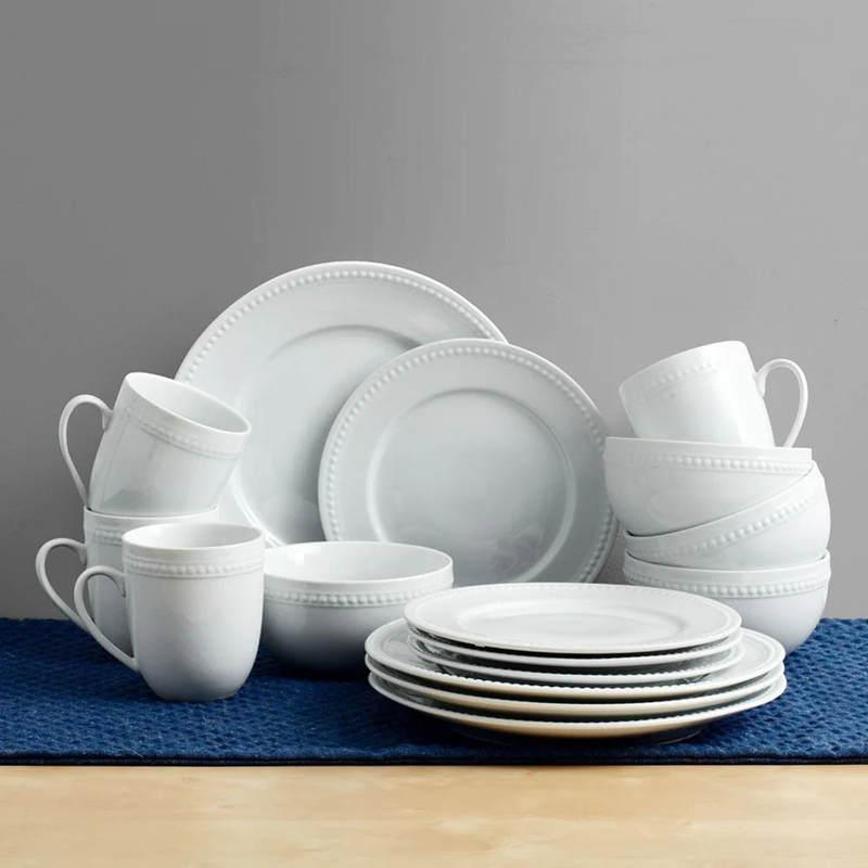 SET DE VAJILLA DE 16PC CON CUENTAS - BLANCO