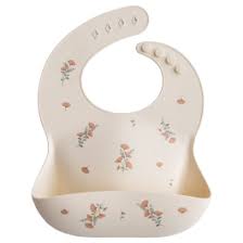 BABERO DE SILICONA PARA BEBE - (PINK FLOWERS)