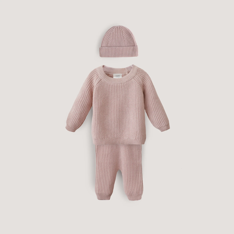 MUSHIE CONJUNTO DE 3 PCS DE PUNTO GRUESO BLUSH 0-3M