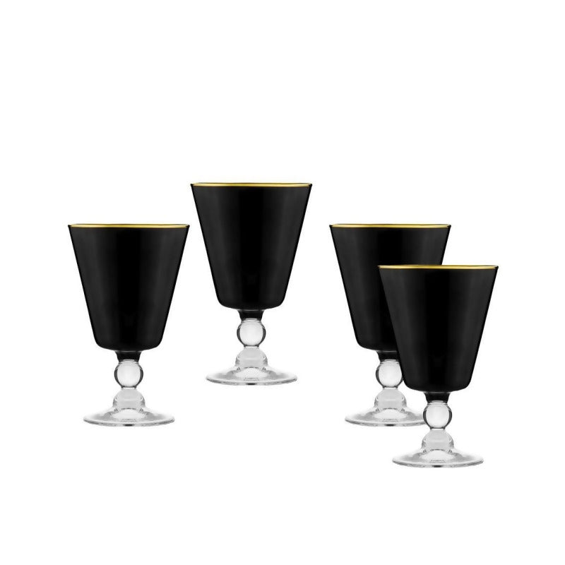 SET DE 4 COPAS VITOLO NEGRO/ORO