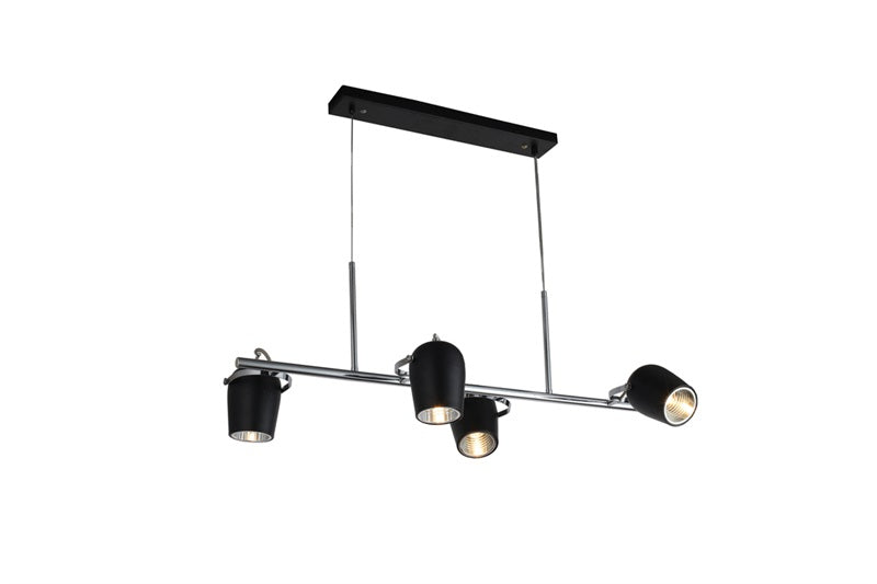 LAMPARA  colgante, E14, Negro Mate, 4 luces, IP20.