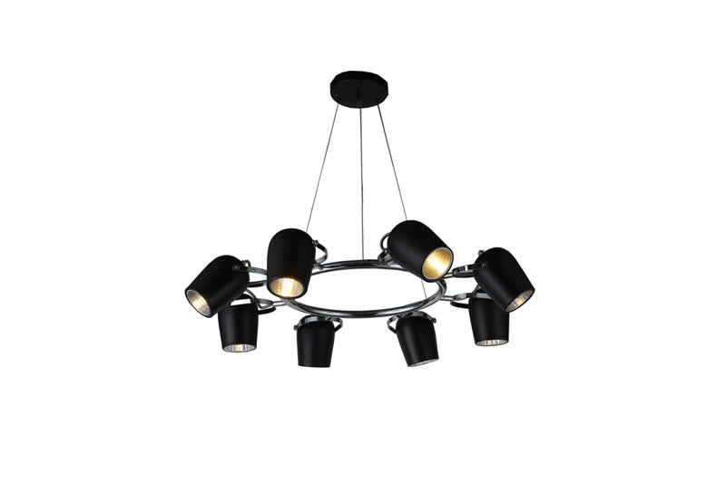 LAMPARA  colgante, E14, Negro Mate, 8 luces, IP20.