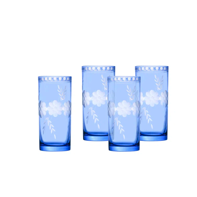 BELLE FLEUR- SET DE 4 VASOS HB DE 14 Oz - AZUL