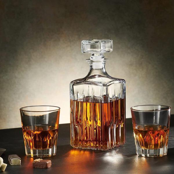 SET DE LICORERA VIDRIO UNION SQUARE 3 PC WHISKEY