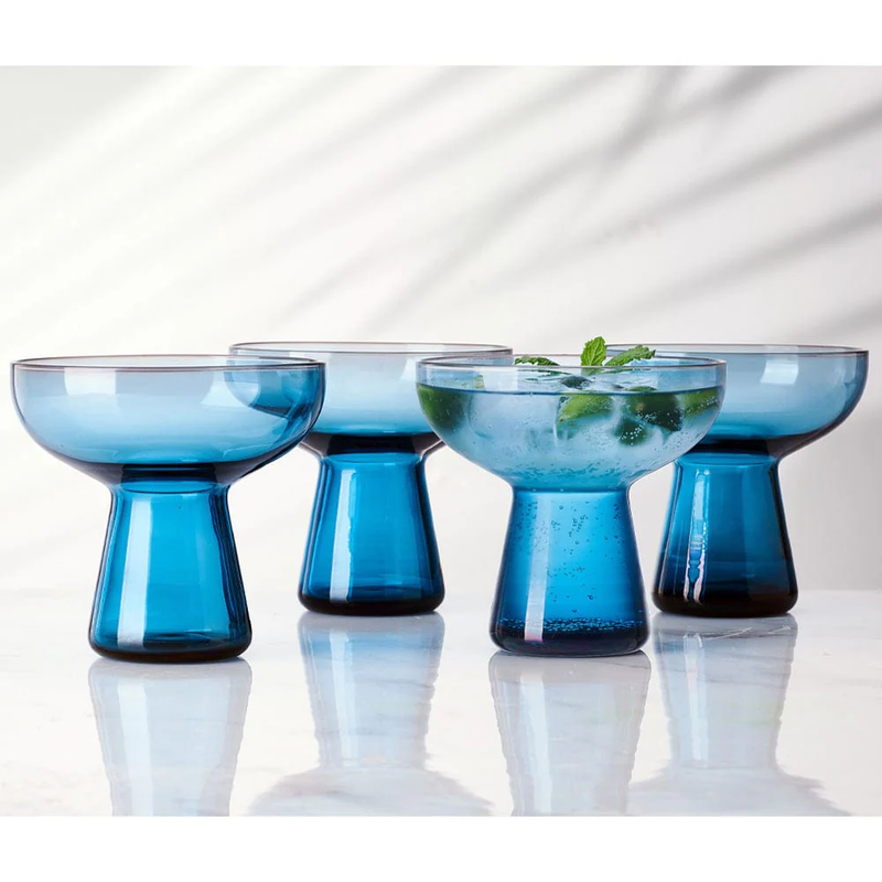 SET DE 4 VASOS P/COCTEL DE 18OZ-C/AZUL