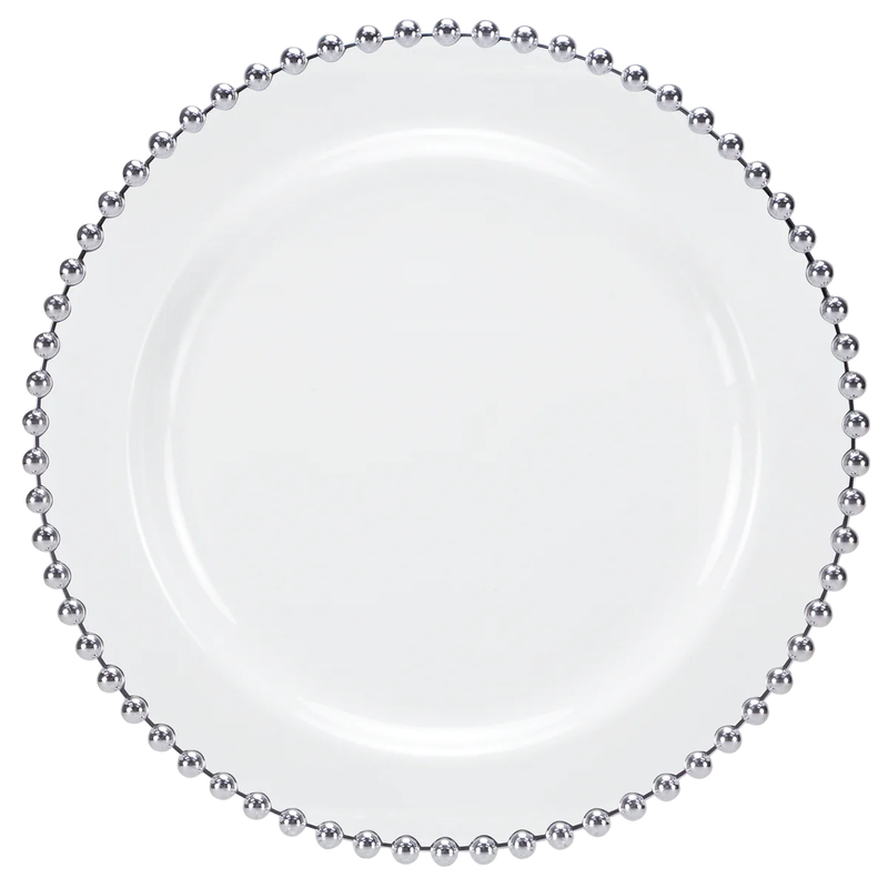 SET DE 10 PLATOS REDONDO 7.75"-BLANCO/PLATA