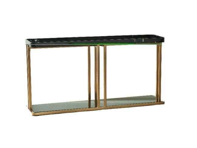 MESA CONSOLA acero inoxidableTOP: blanco BASE:BRASS 150x45x75cm