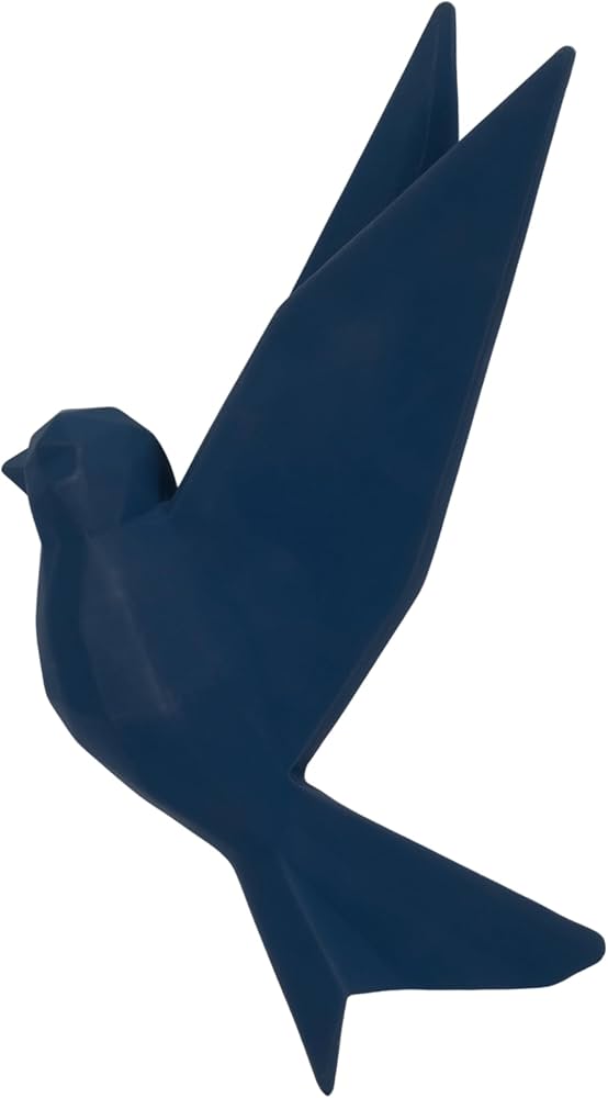 DECORACION PARED ORIGAMI PAJARO RESINA 8"-AZUL