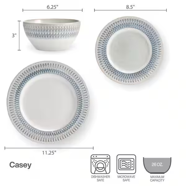 SET DE VAJILLA CASEY DE 12PC