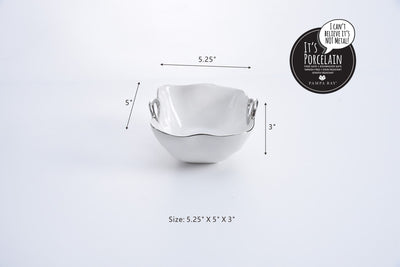 BOWL CUADRADO DE APERITIVO CON ASAS PEQUEÑO  5.25 × 5 × 3 - PLATA