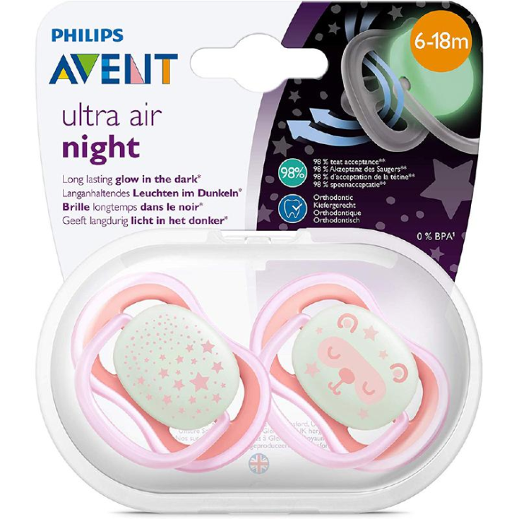 2 CHUPETES ULTRA AIR  NOCTURNOS NIÑA 6-18M