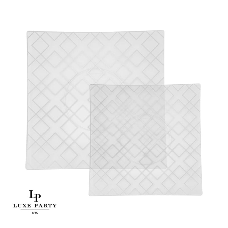 SET DE PLATOS DECORATIVO CUADRADO 8"-TRANSPARENTE