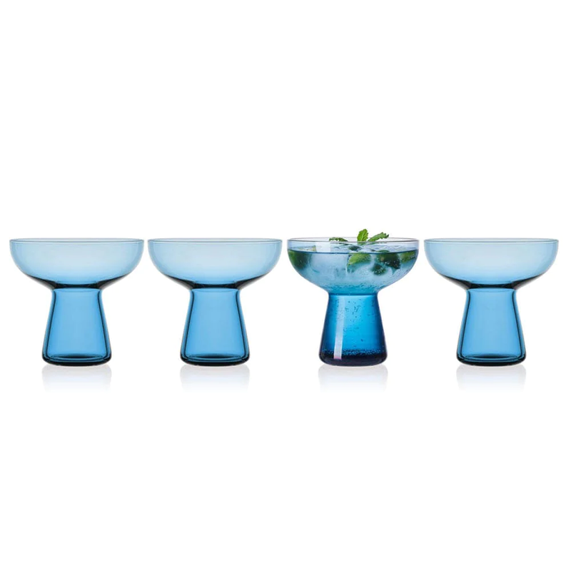 SET DE 4 VASOS P/COCTEL DE 18OZ-C/AZUL