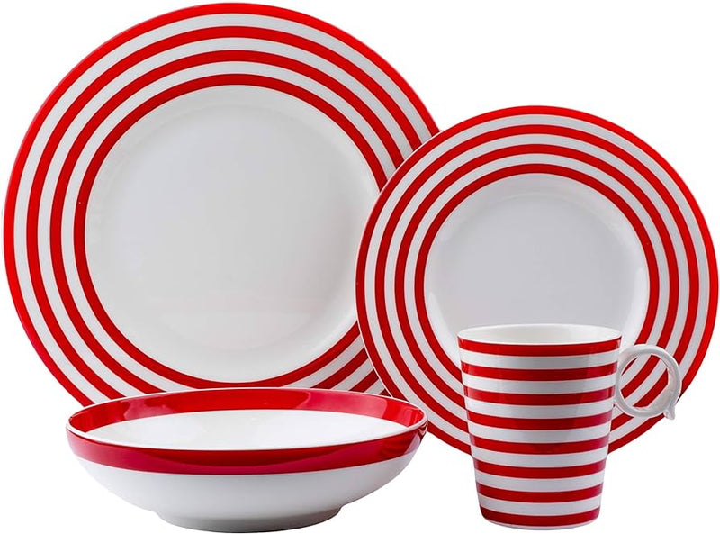 SET DE VAJILLA CON CUENCO DE 16PC - RED WHITE