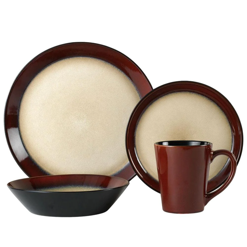 SET DE VAJILLA DE CERAMICA DE 16PC - NEGRO