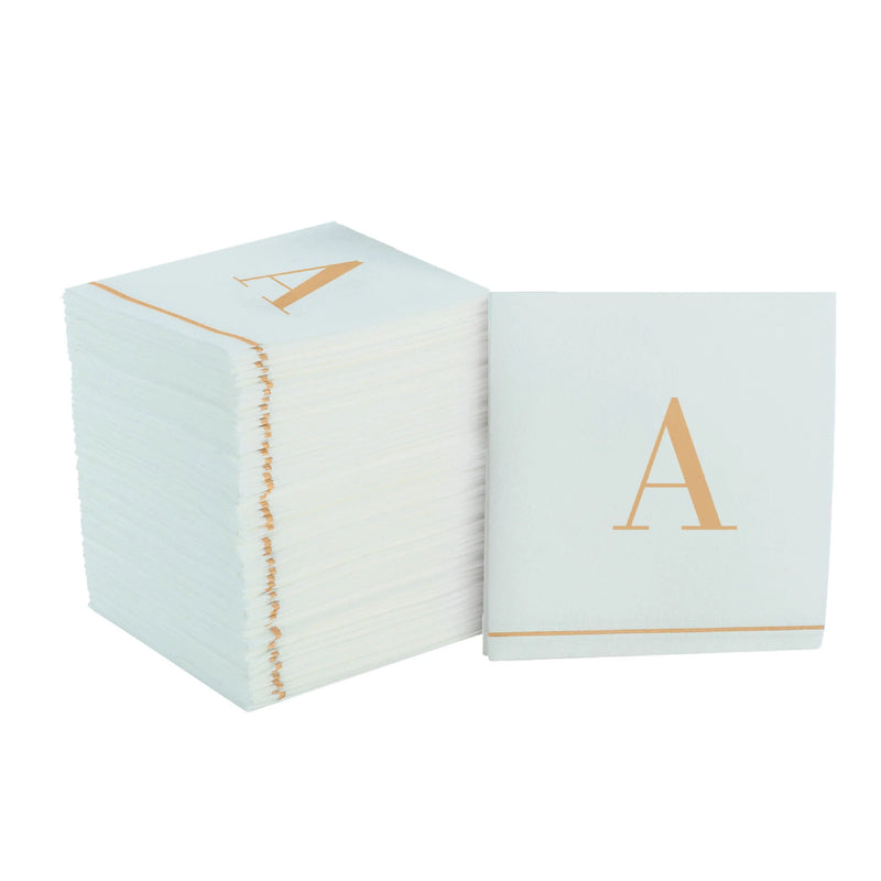 SET DE 14 SERVILLETAS DE PAPEL PARA INVITADOS LETRA A - DORADO/BLANCO