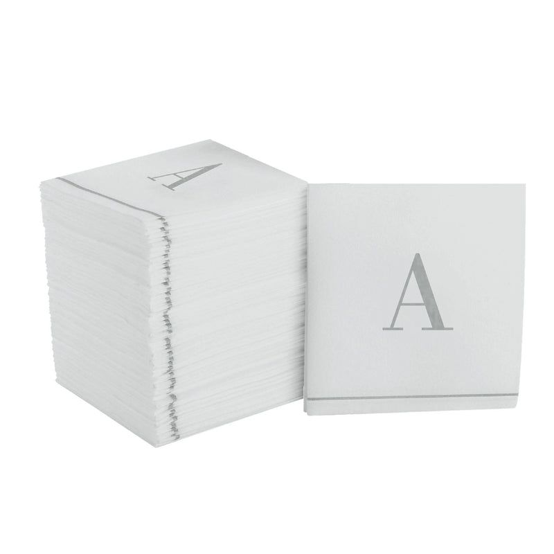 SET DE 14 SERVILLETAS DE PAPEL PARA INVITADOS LETRA A - DORADO/BLANCO