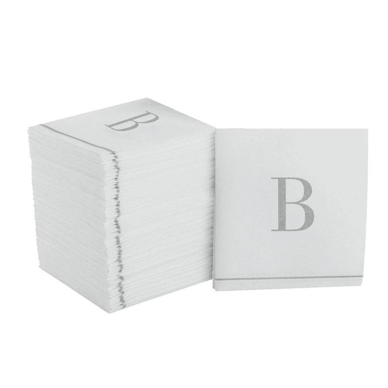 SET DE 14 SERVILLETAS DE PAPEL PARA INVITADOS LETRA B - DORADO/BLANCO