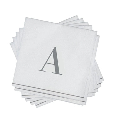 SET DE 14 SERVILLETAS DE PAPEL PARA INVITADOS LETRA A - DORADO/BLANCO