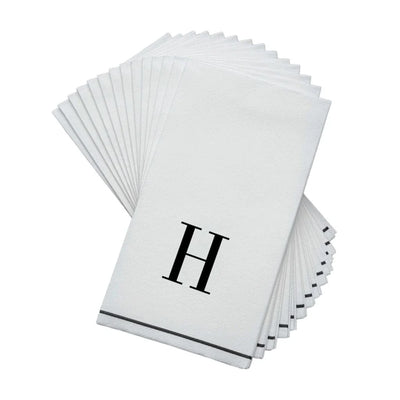 SET DE 14 SERVILLETAS DE PAPEL PARA INVITADOS LETRA H - BLANCAS Y NEGRO