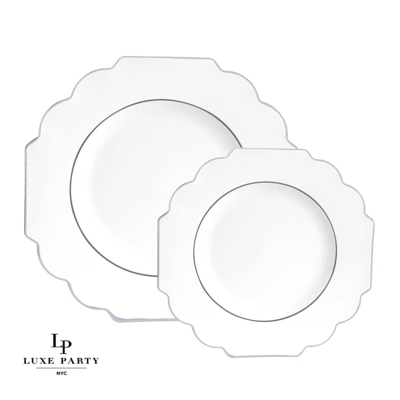 SET DE 10 PLATOS DE ENSALADA / POSTRE FLORALES 8,5 - BLANCO/PLATEADO