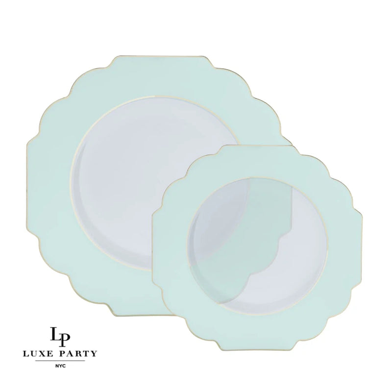 PLATOS CENA FLETADOS MENTA DE 10.7" CON BASE TRANSPARENTE