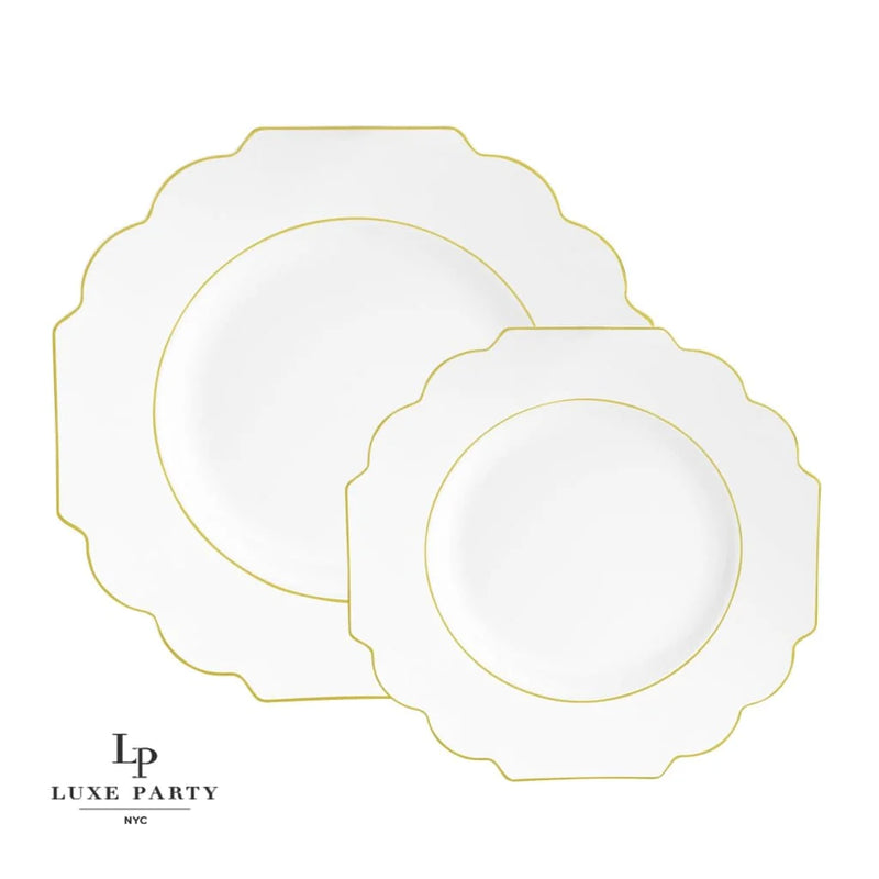 PLATOS DE POSTRE PARA ENSALADA DE FLORES DE ORO BLANCO DE 8.5" 10 PK