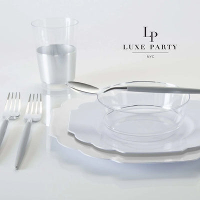 SET DE 10 PLATOS DE ENSALADA / POSTRE FLORALES 8,5 - BLANCO/PLATEADO