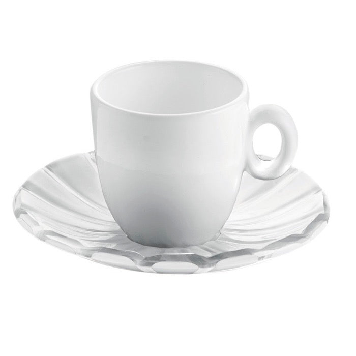 SET DE DOS TAZAS TRANSPARENTE / BLANCO