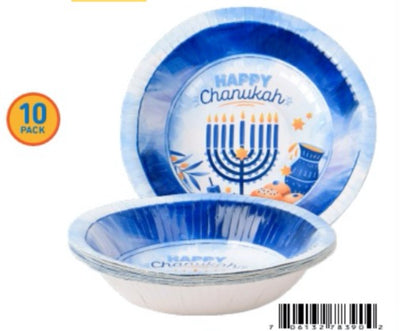 PLATOS HONDO DE CHANUKAH-AZUL