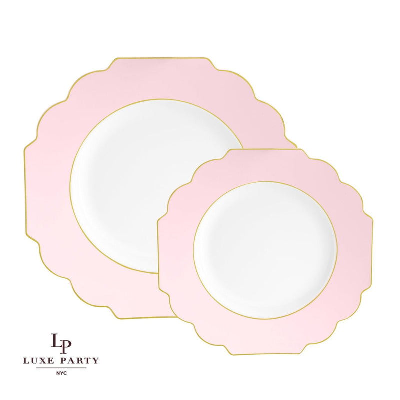 SET DE PLATOS REDONDO ESTILO FLOR 8.5 - ROSA RUBOR/BLANCO