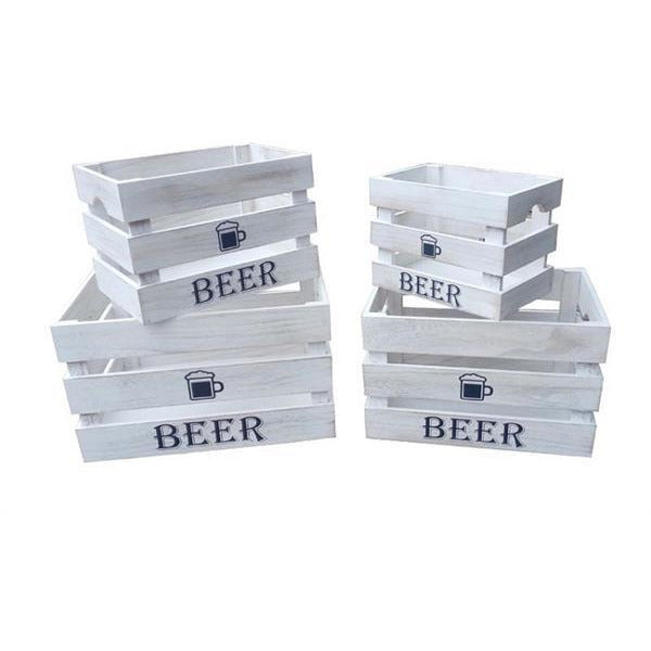 SET DE 4 CAJAS DE MADERA BLANCA (BEER)